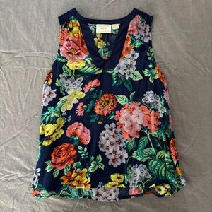 Maeve by Anthropologie Blue Floral Sleeveless Size 10